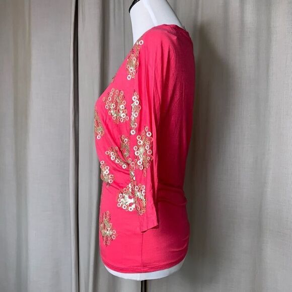 Cremieux Elbow Sleeve Embellished Tee Sz XS NWT!! - Picture 3 of 6